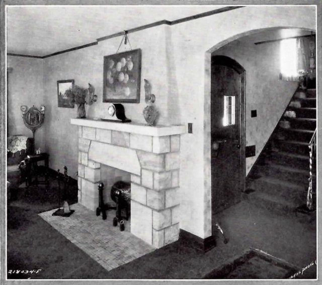 Entry and fireplace as seen in the 1930 testimony.