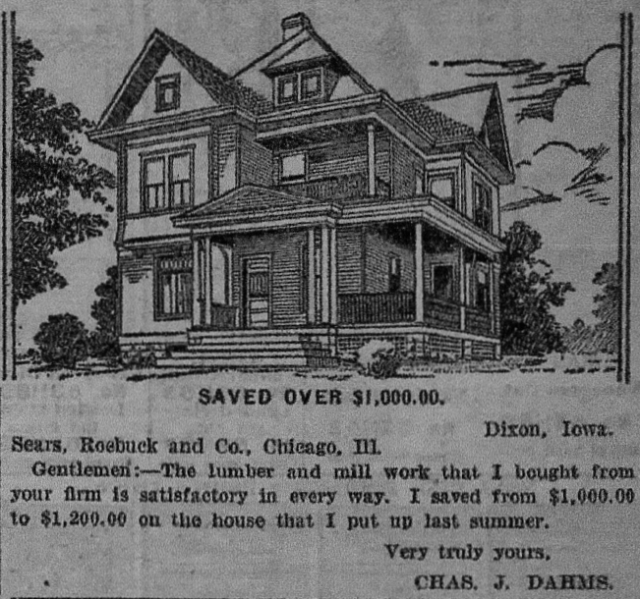 Using this testimony I was able to find yet another Sears #118. However, it wasn't easy! Charles Dahms lived on a farm so I had to find the land plat and with the help of Mark Hardin we soon located this very rural home. 