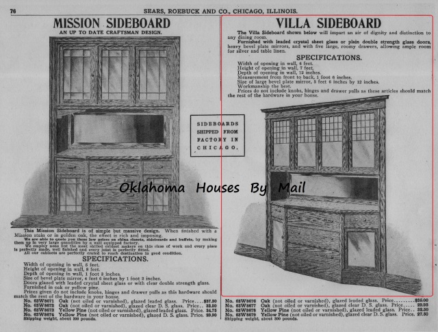  This image is from my Sears Building Materials 1912 catalog. It was the buffet included with this model. If you read the specifications in the catalog page at the top you will see the 264P182 included a buffet and you can see it in the floor sketch. 